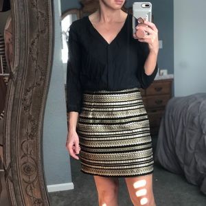 Stitch fix—Skies are Blue dress in gold and black